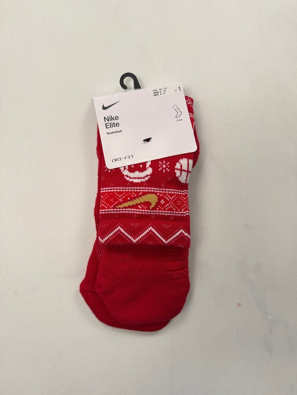 Nike Elite Socks Red Modern Sporty - Mens 6 - 8, Women 8 - 10, Youth 5Y - 7Y NWT